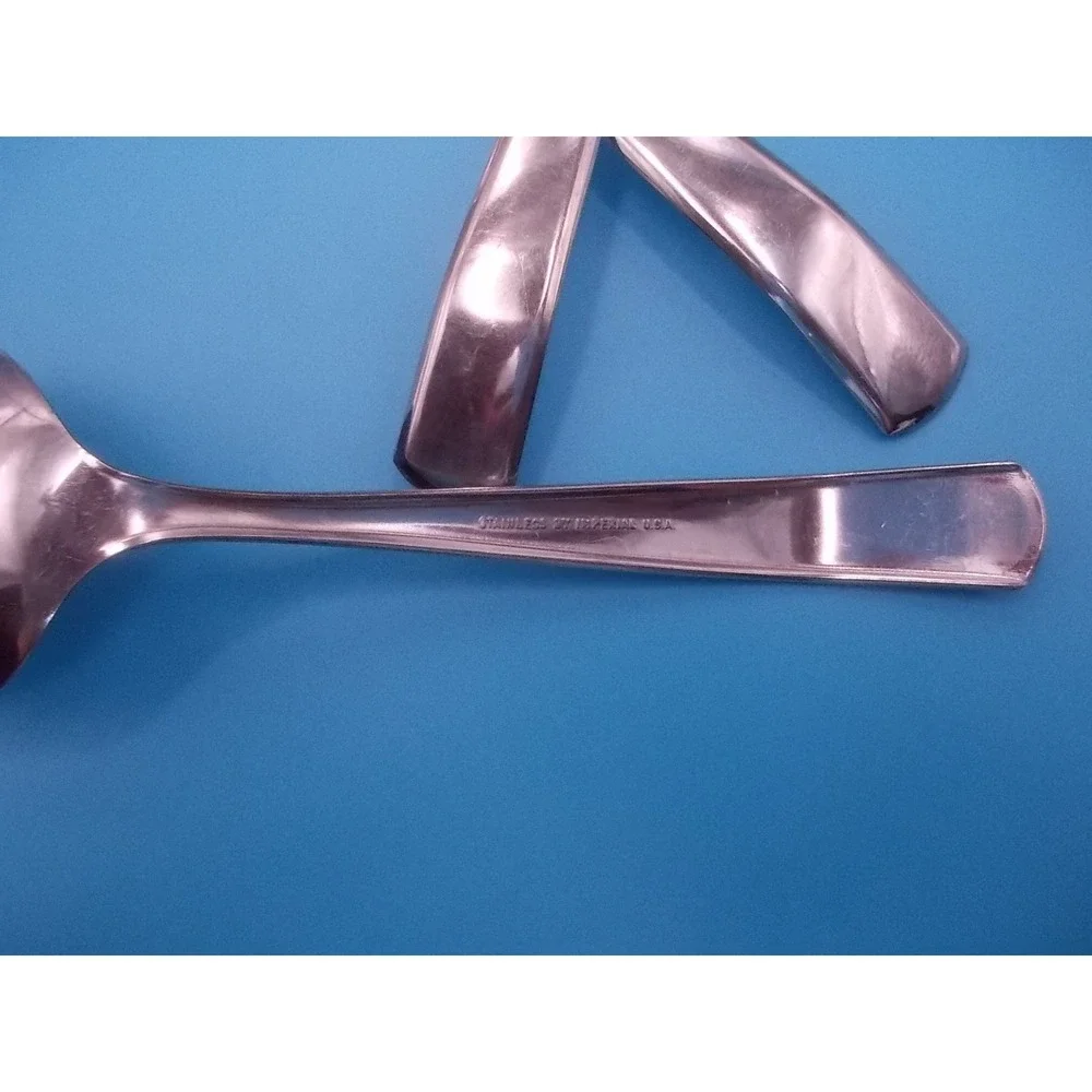 Vintage Imperial USA Stainless Steel Round Soup Spoons Set of 3 Flatware